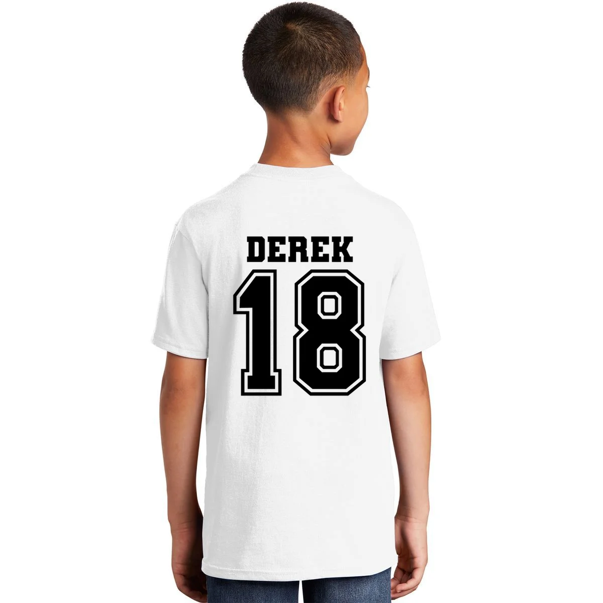 Personalized Football Mom Custom Team Name and Number Football Mama Game Day Kids T-Shirt Gift for Football Lover - Back
