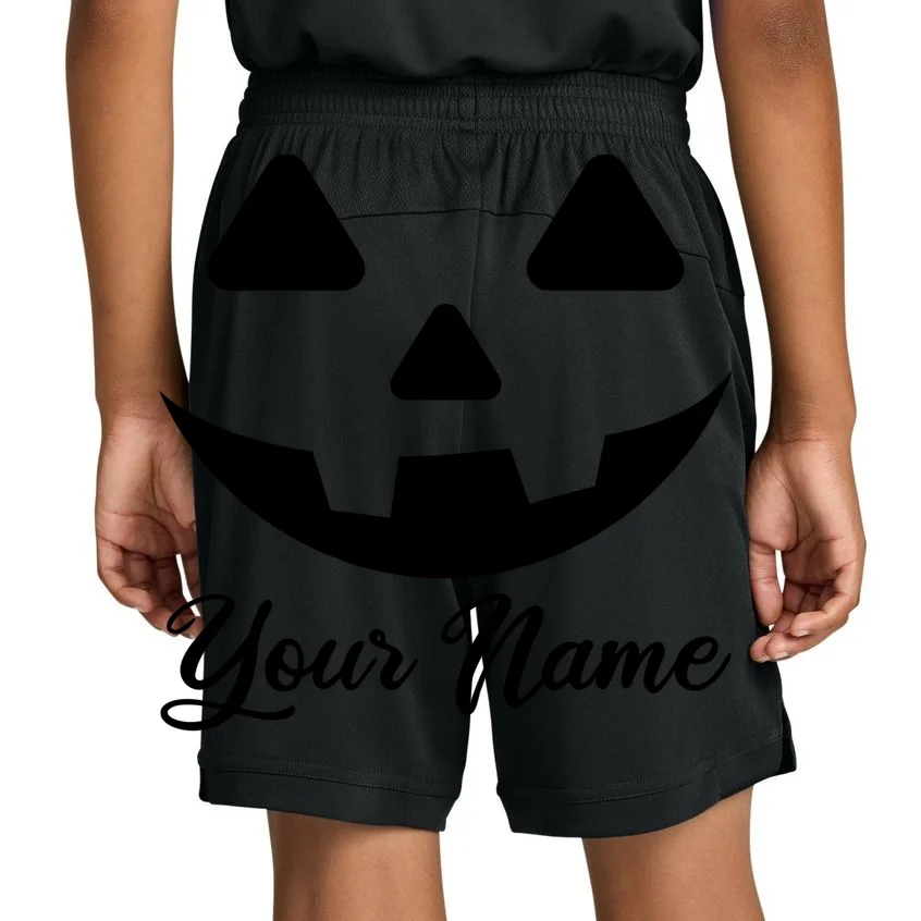 Personalized Jack O'Lantern Halloween Kids Shorts Custom Name - Back 1