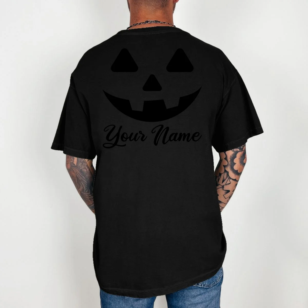 Personalized Jack O'Lantern Halloween T-Shirt Custom Name - Back 2