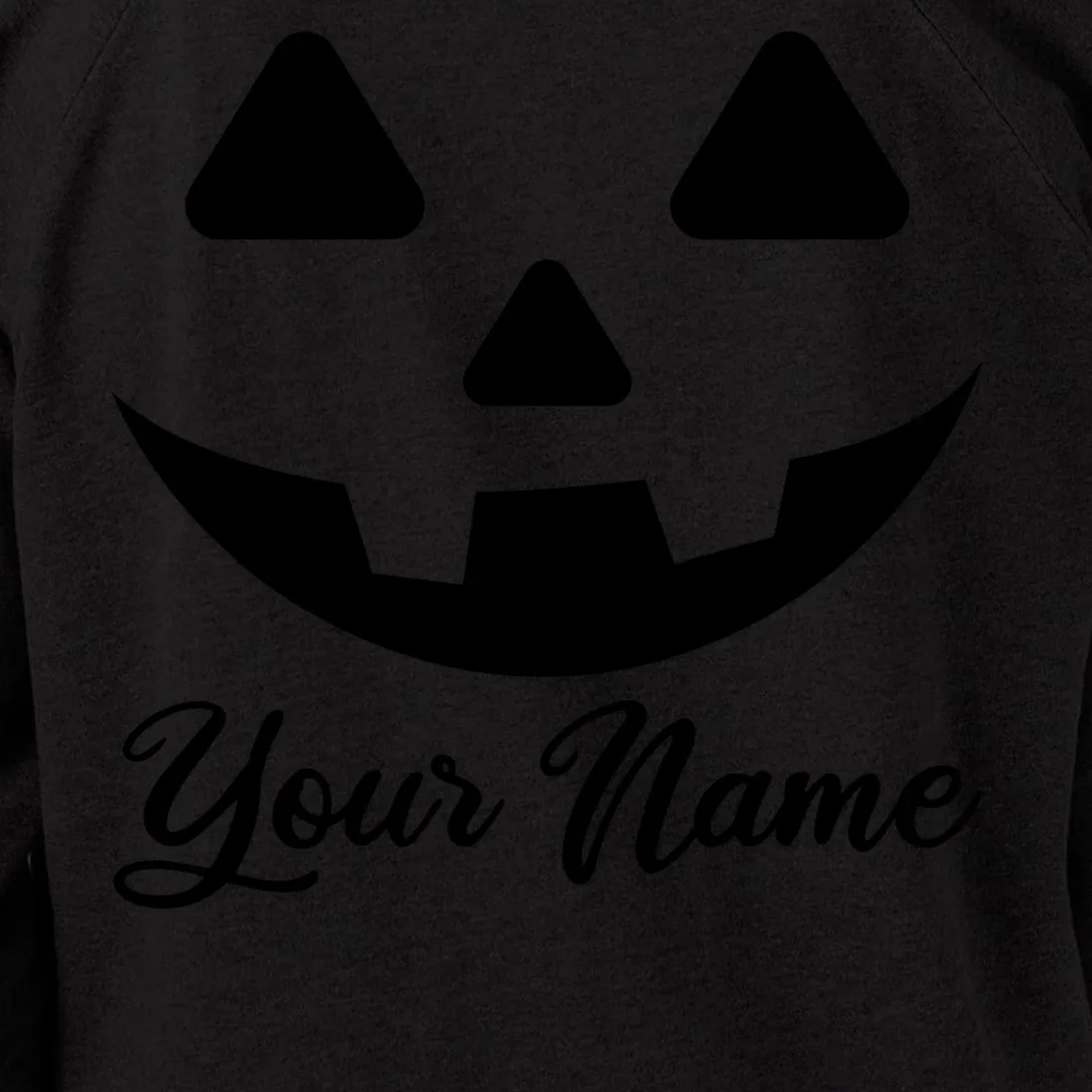 Personalized Jack O'Lantern Halloween Women's Sweatshirt Custom Name - Back - Close-up