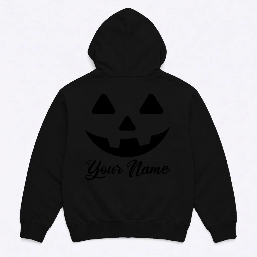 Personalized Jack O'Lantern Halloween Hoodie Custom Name - Back