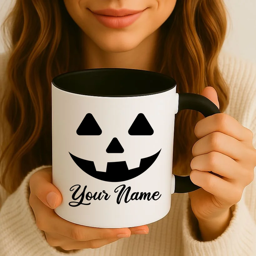 Personalized Jack O'Lantern Halloween Coffee Mug Custom Name - Front 2