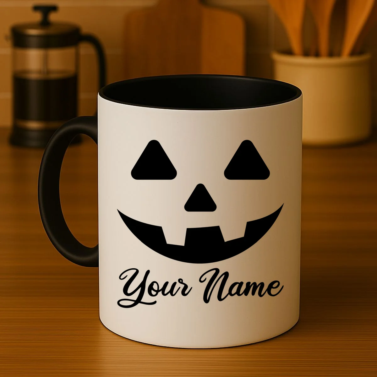 Personalized Jack O'Lantern Halloween Coffee Mug Custom Name - Front 3