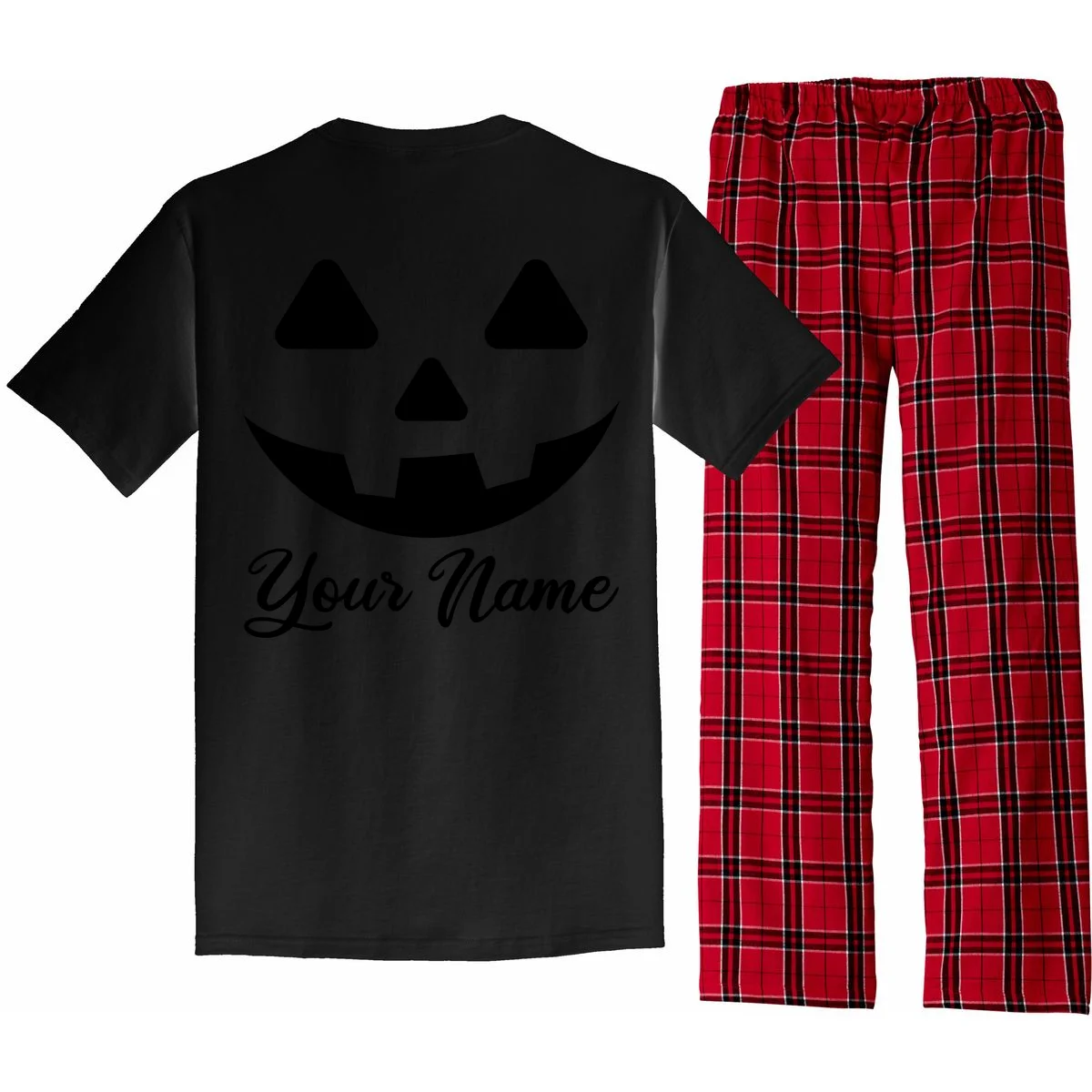 Personalized Jack O'Lantern Halloween Pajama Set Custom Name - Back