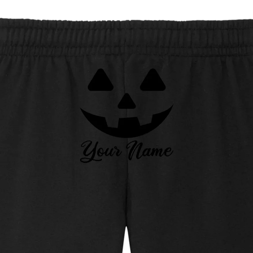 Personalized Jack O'Lantern Halloween Women's Fleece Sweatpants Custom Name - Back - Close-up