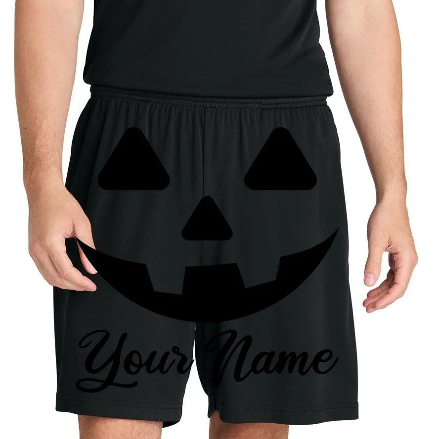 Personalized Jack O'Lantern Halloween Men's Shorts Custom Name - Front 1