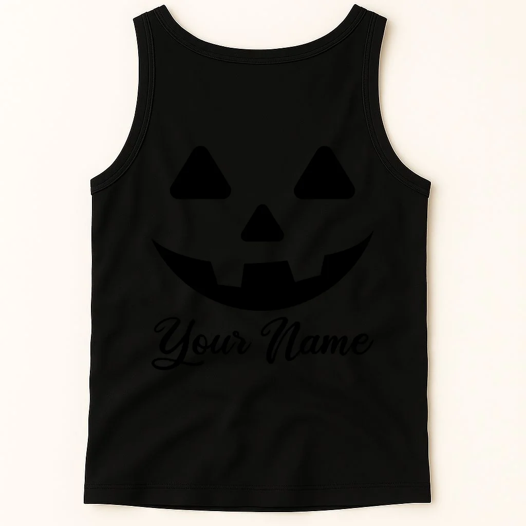 Personalized Jack O'Lantern Halloween Tank Top Custom Name - Back 1
