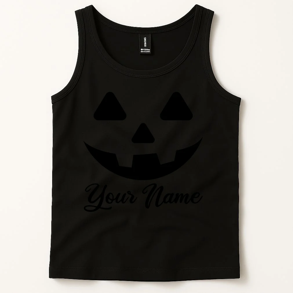Personalized Jack O'Lantern Halloween Tank Top Custom Name - Front 1