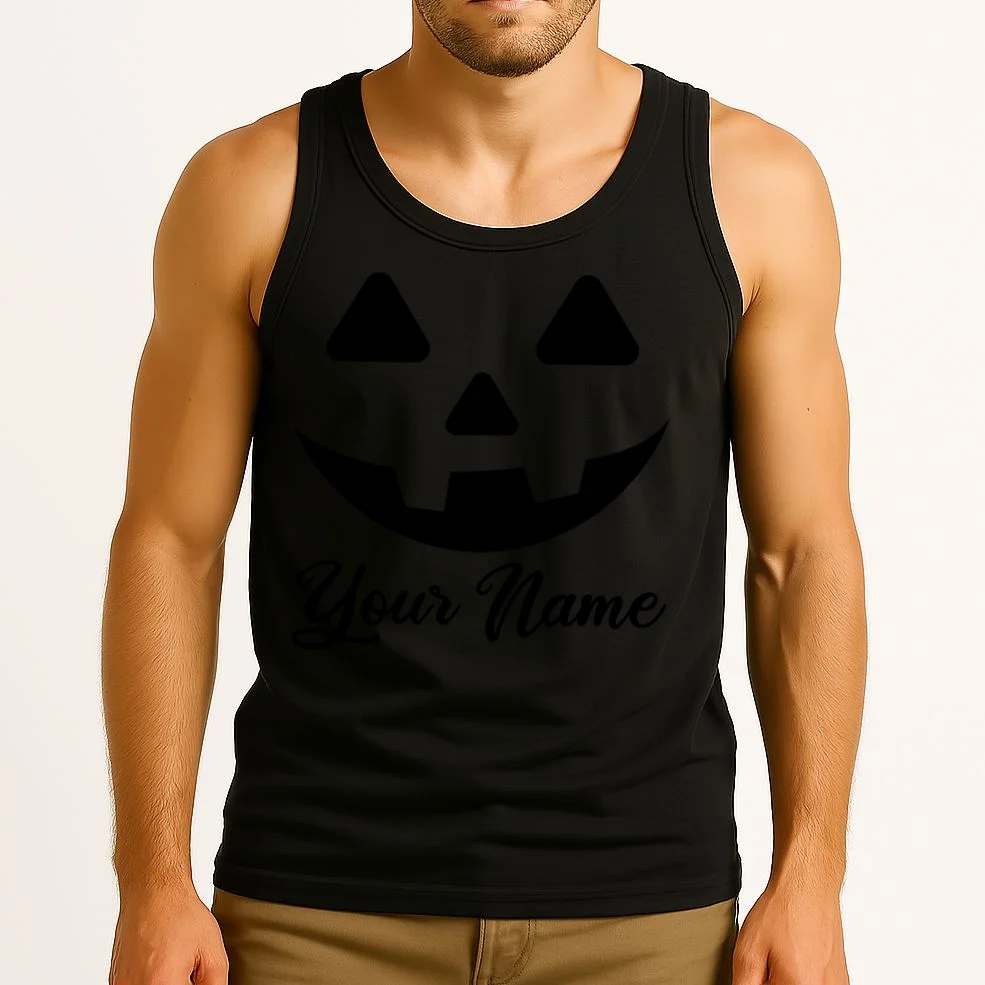 Personalized Jack O'Lantern Halloween Tank Top Custom Name - Front 2