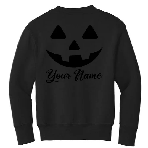Personalized Jack O'Lantern Halloween Kids Sweatshirt Custom Name - Back