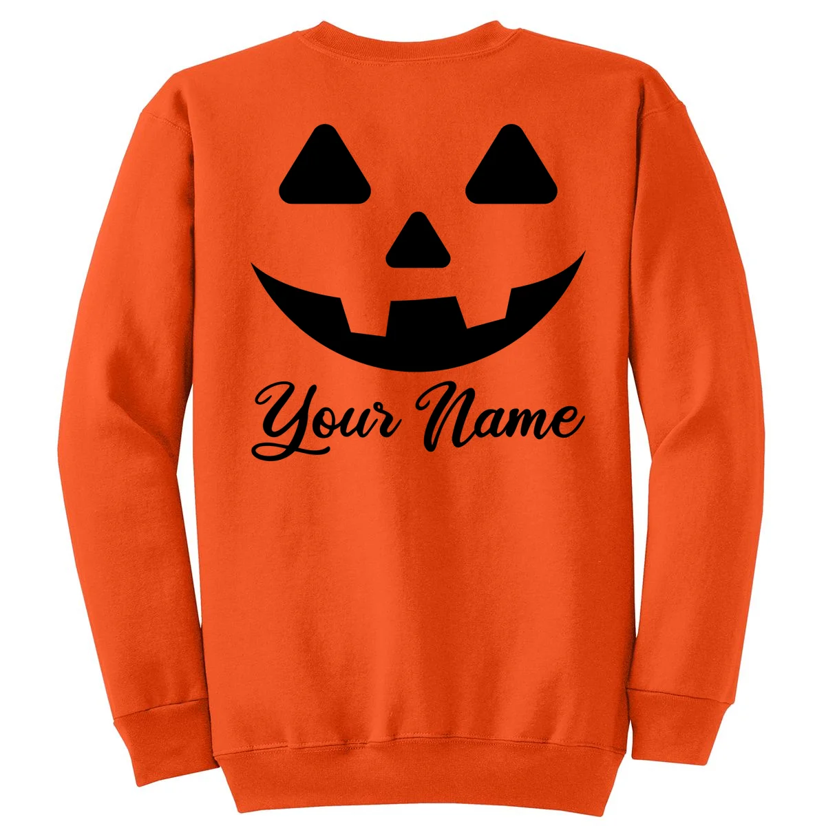 Personalized Jack O'Lantern Halloween Sweatshirt Custom Name - Back