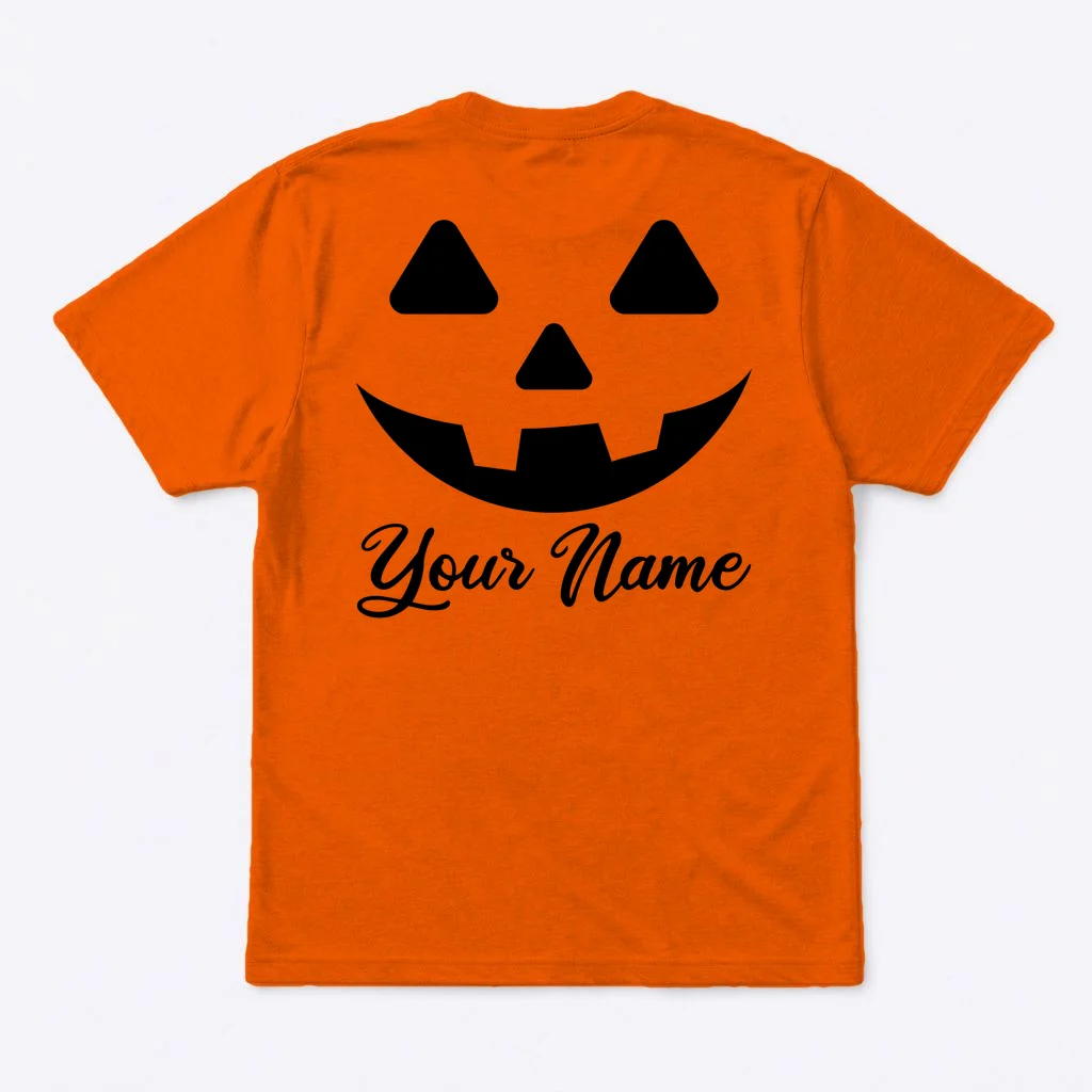 Personalized Jack O'Lantern Halloween T-Shirt Custom Name - Back