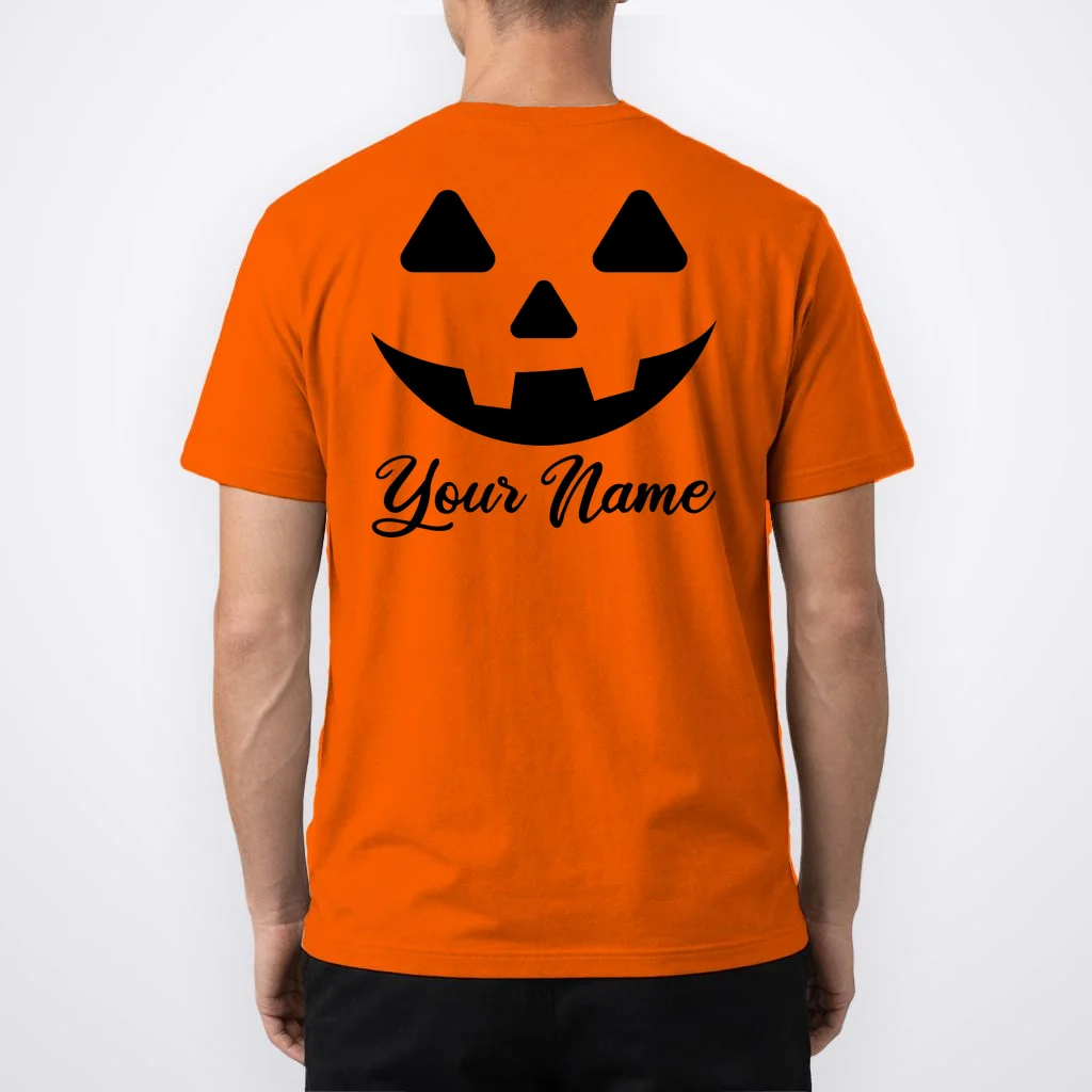 Personalized Jack O'Lantern Halloween T-Shirt Custom Name - Back 1