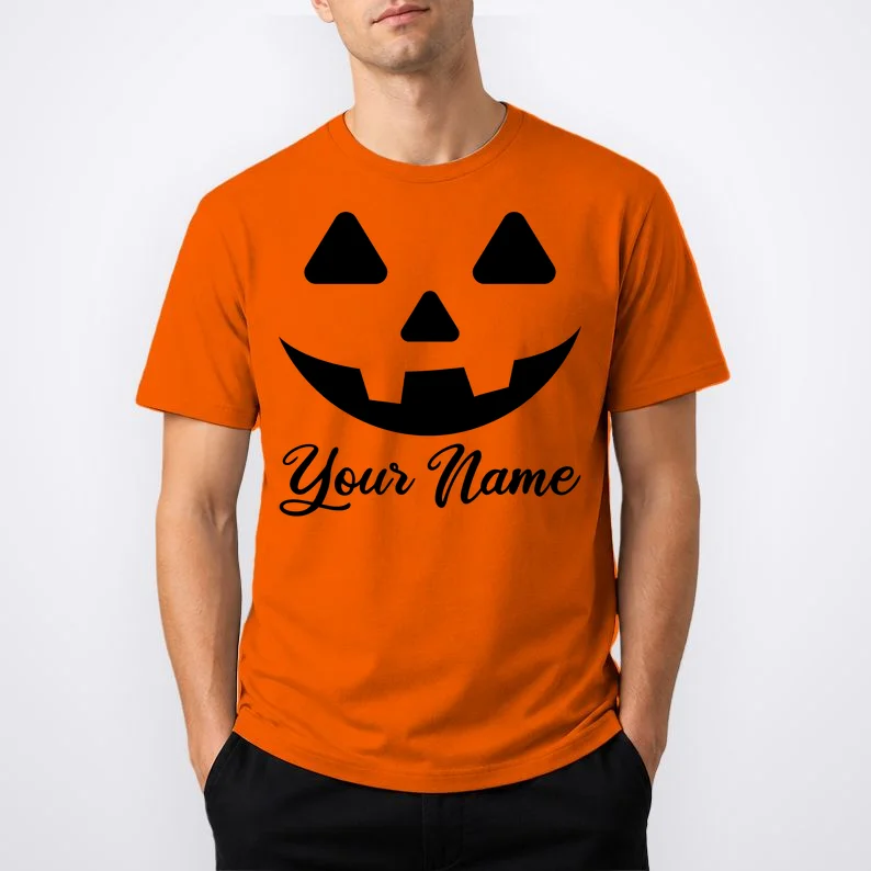 Personalized Jack O'Lantern Halloween T-Shirt Custom Name - Front 1