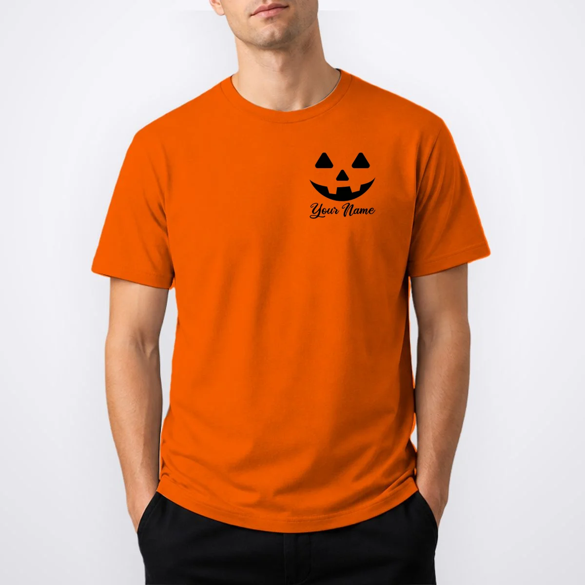 Personalized Jack O'Lantern Halloween T-Shirt Custom Name - Front 1