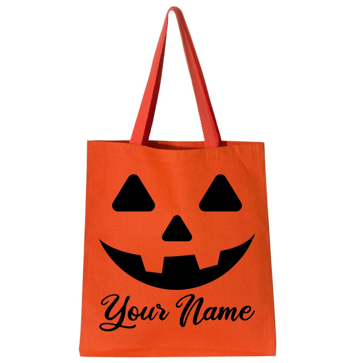 Personalized Jack O'Lantern Halloween Tote Bag Custom Name - Back
