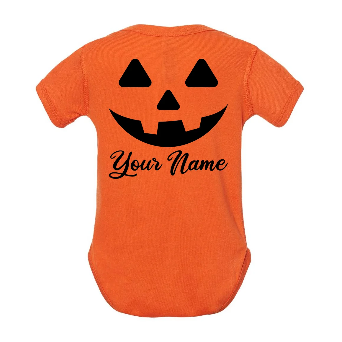 Personalized Jack O'Lantern Halloween Baby Bodysuit Custom Name - Back