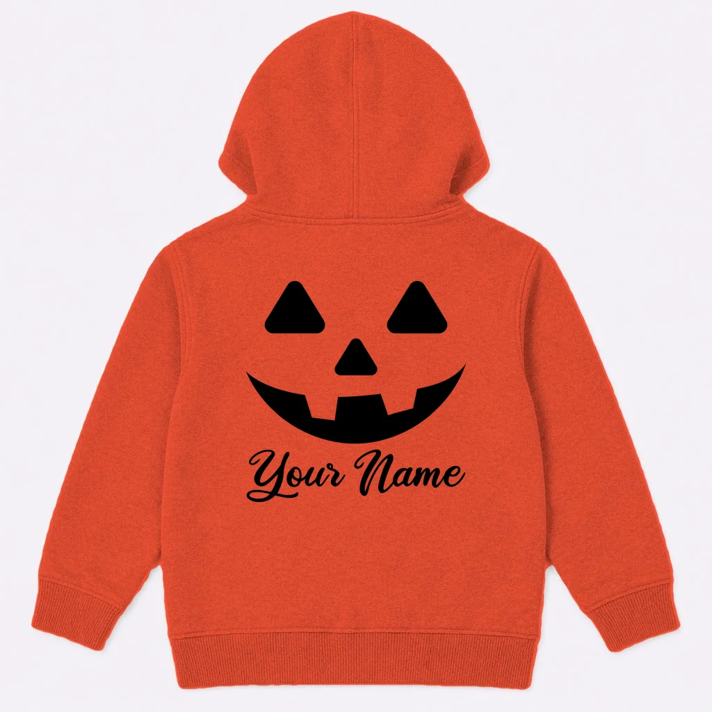 Personalized Jack O'Lantern Halloween Kids Hoodie Custom Name - Back