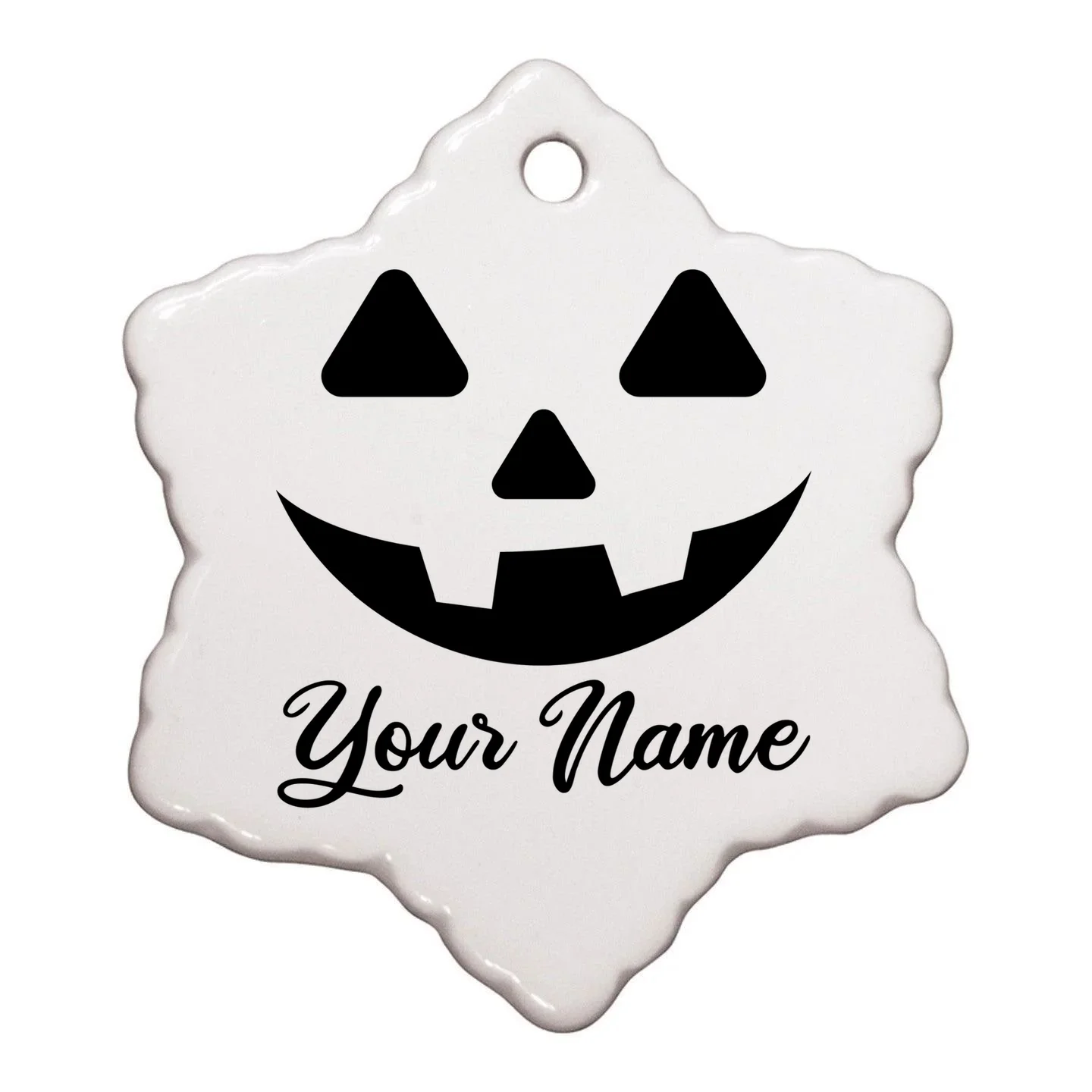 Personalized Jack O'Lantern Halloween Ornament Custom Name - Back - Close-up