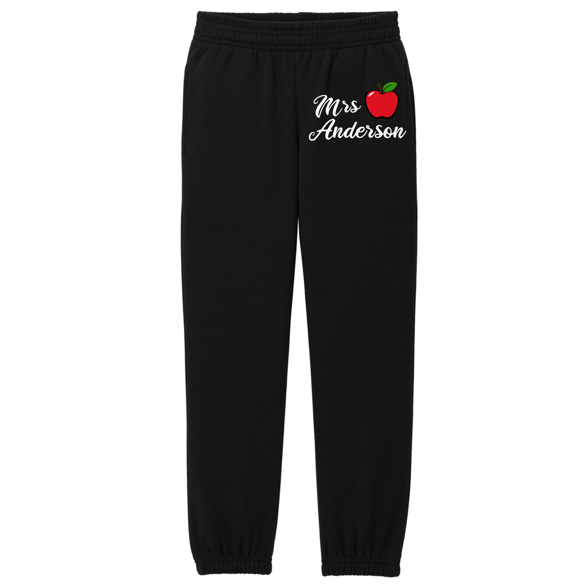 Custom Teacher Personalized Name Kids Fleece Sweatpants - Front