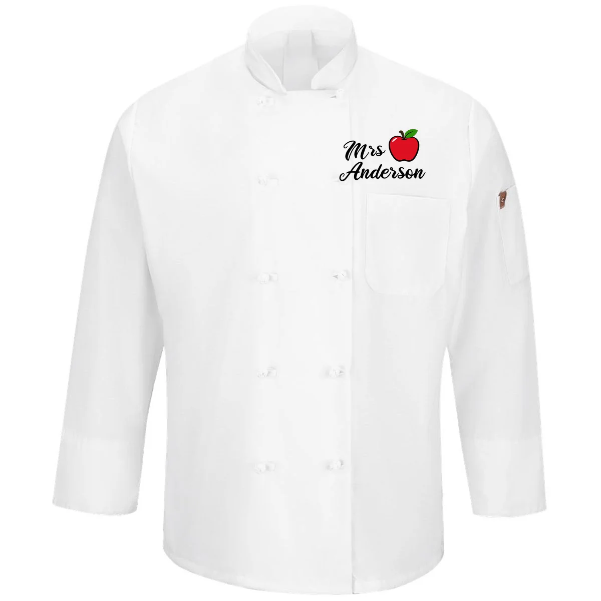 Custom Teacher Personalized Name Men's Chef Coat - Front