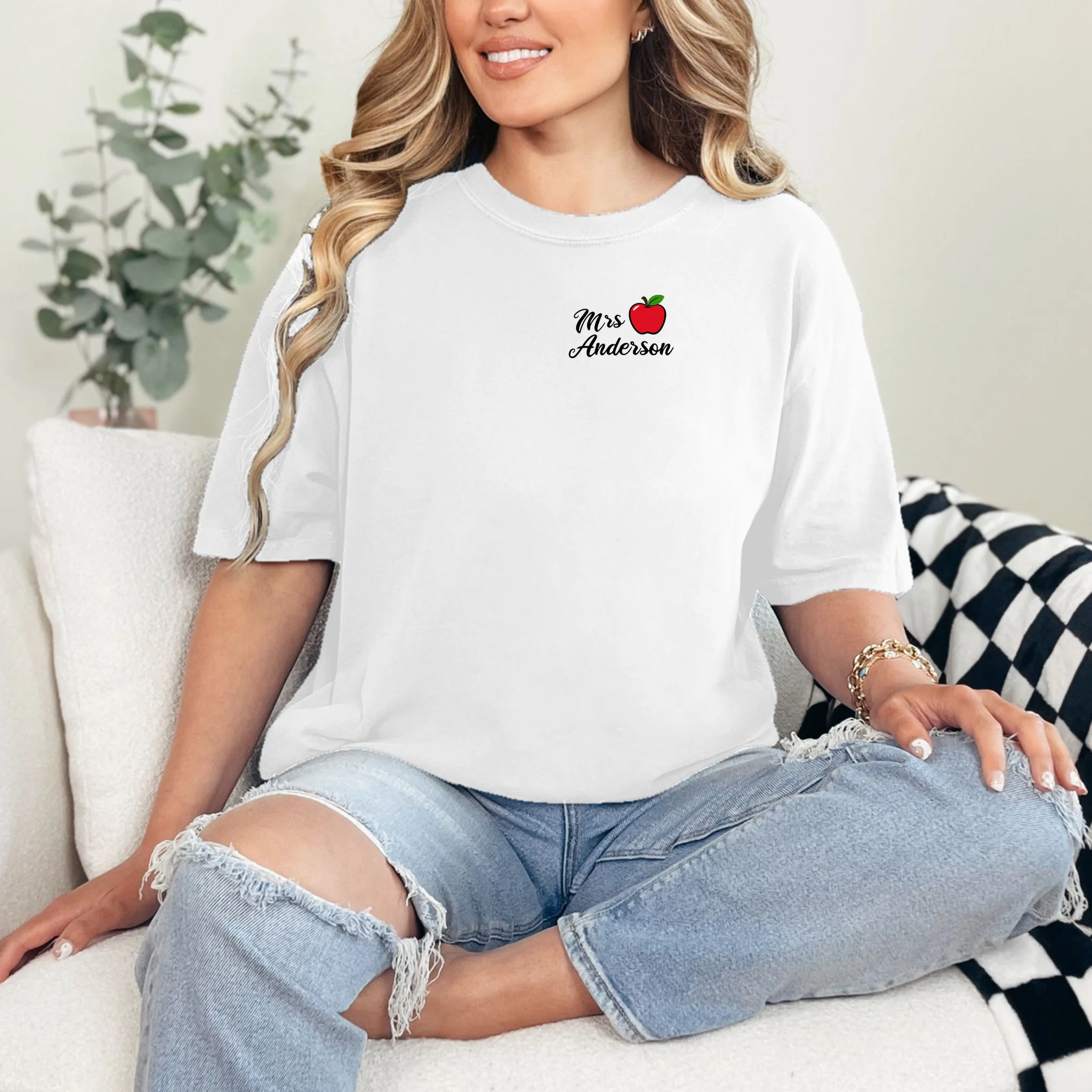Custom Teacher Personalized Name T-Shirt - Front 1