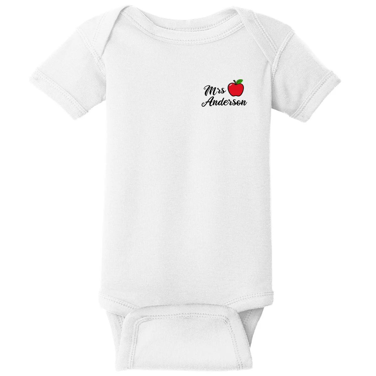 Custom Teacher Personalized Name Baby Bodysuit - Front