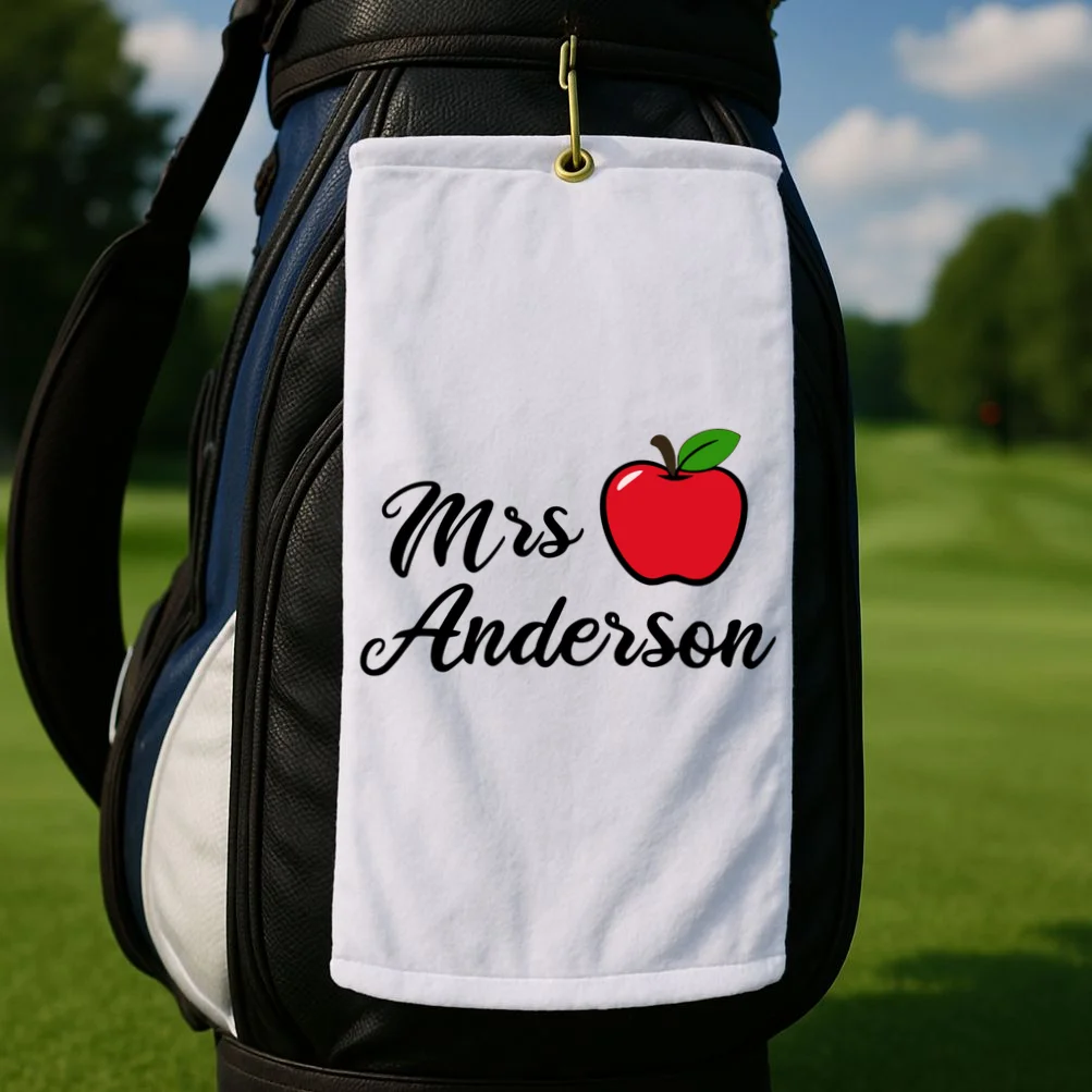 Custom Teacher Personalized Name Golf Towel - Front 2