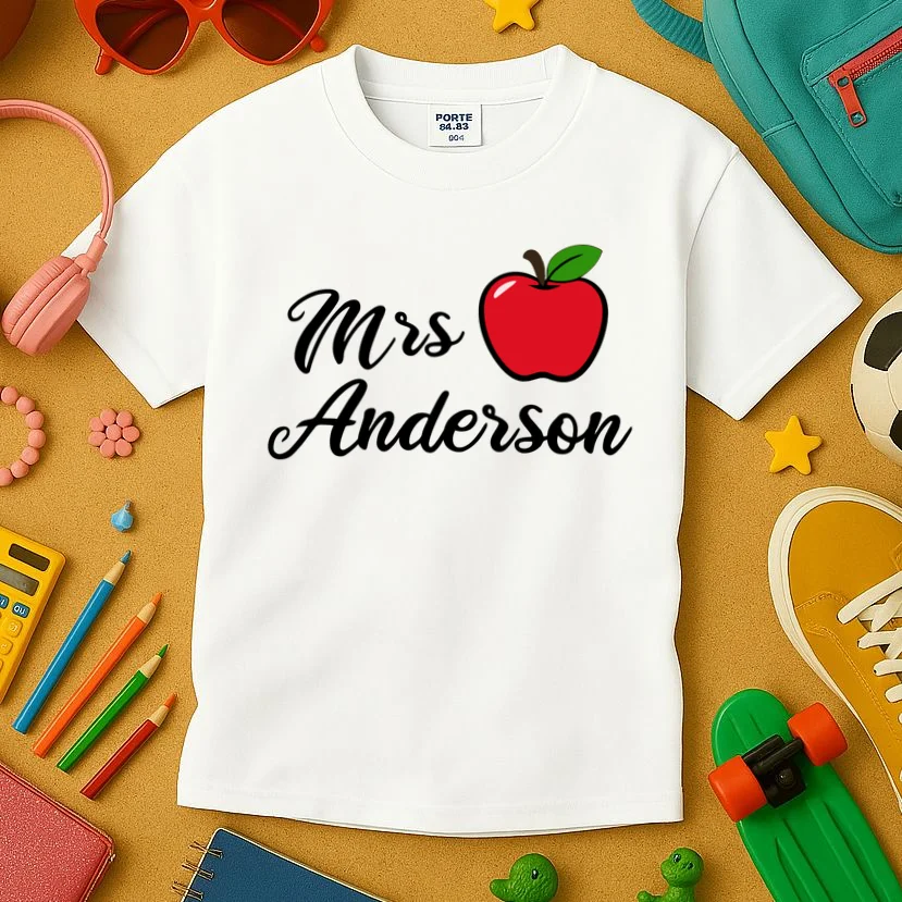 Custom Teacher Personalized Name Kids T-Shirt - Front 2