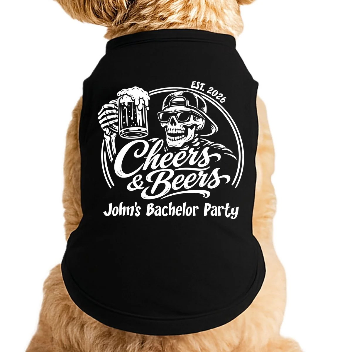Custom Bachelor Party Skeleton Bachelor Trip Doggie Tank - Front