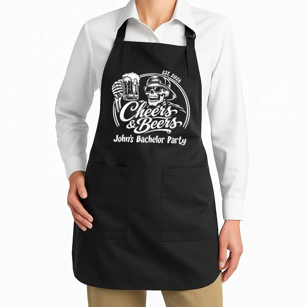 Custom Bachelor Party Skeleton Bachelor Trip Apron - Front 1