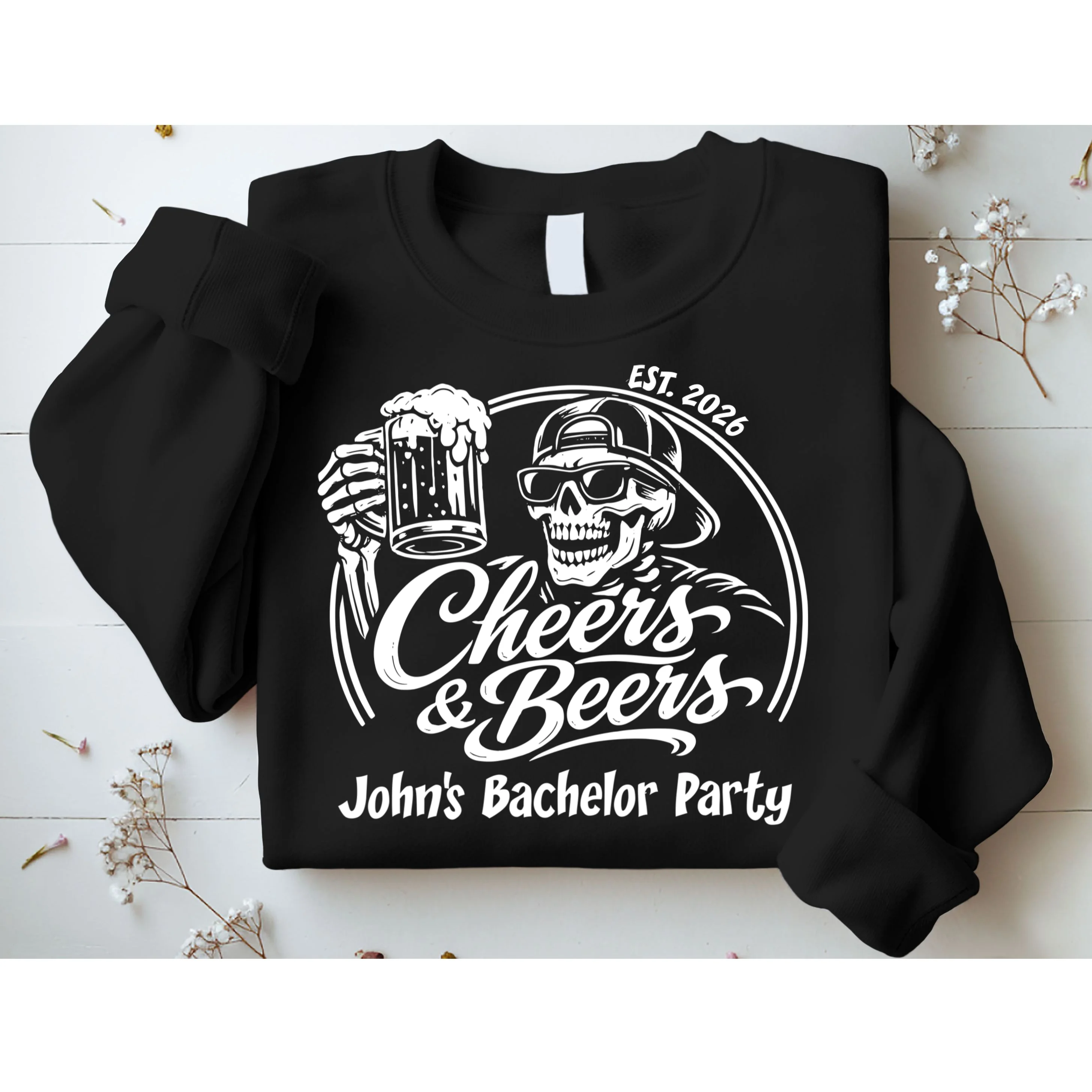Custom Bachelor Party Skeleton Bachelor Trip Sweatshirt - Front 1