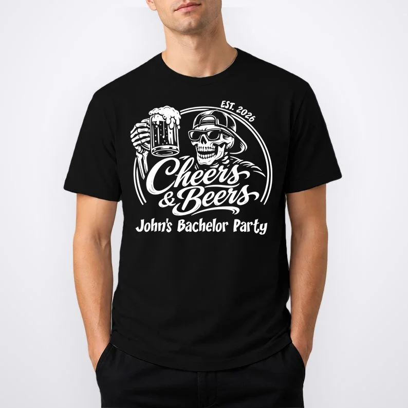 Custom Bachelor Party Skeleton Bachelor Trip T-Shirt - Front 1