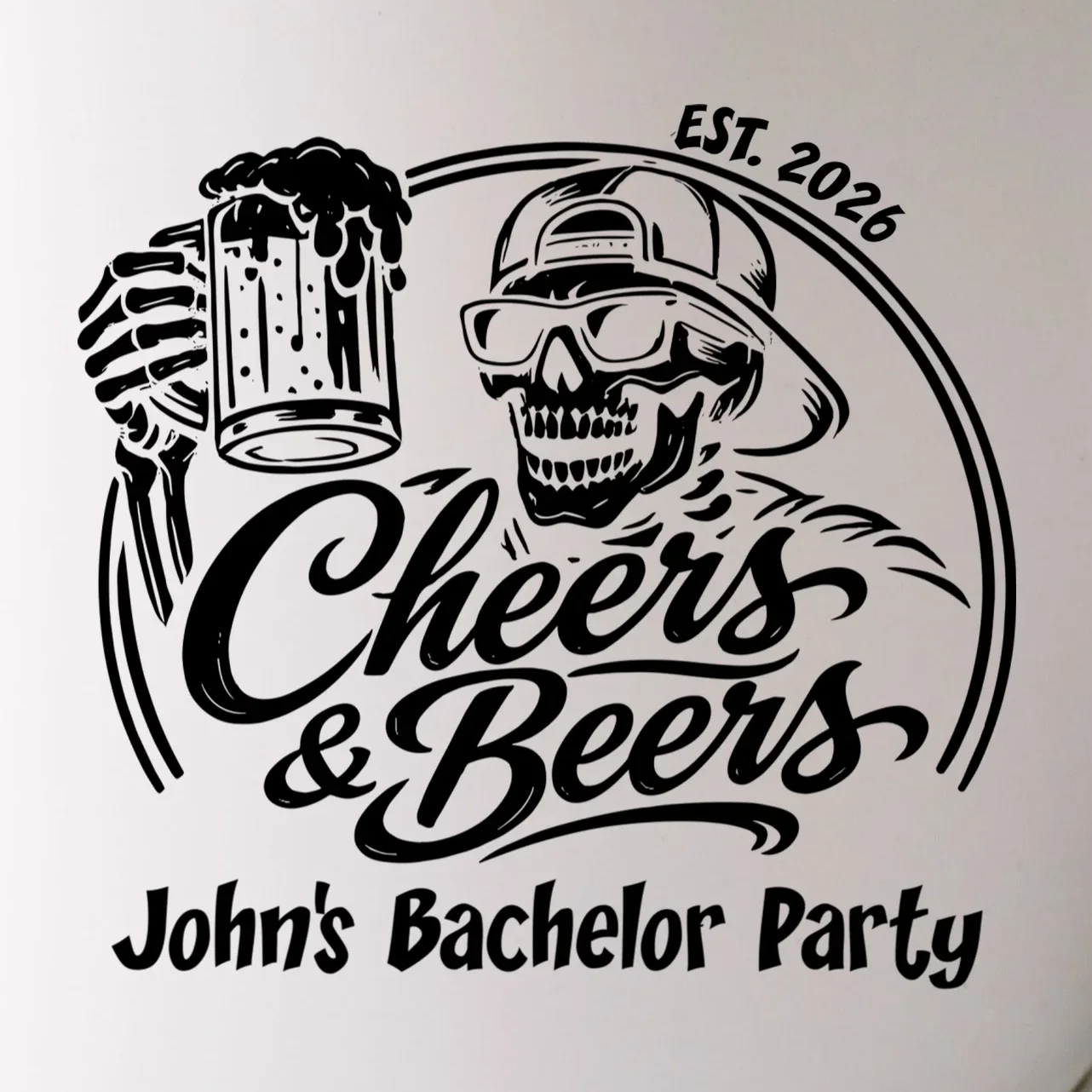 Custom Bachelor Party Skeleton Bachelor Trip Mug - Front - Close-up