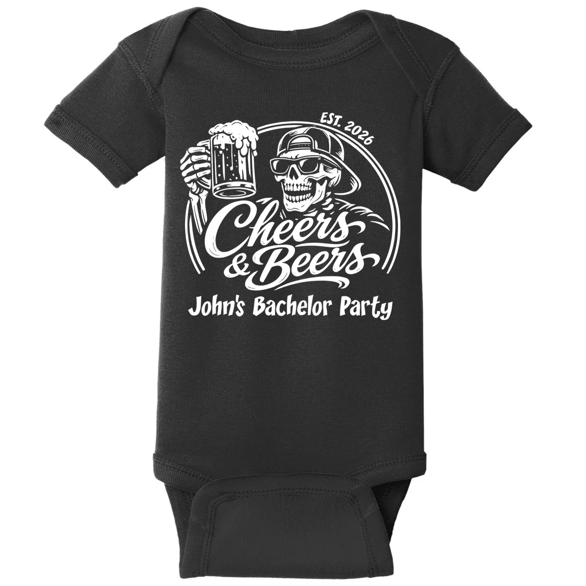 Custom Bachelor Party Skeleton Bachelor Trip Baby Bodysuit - Front