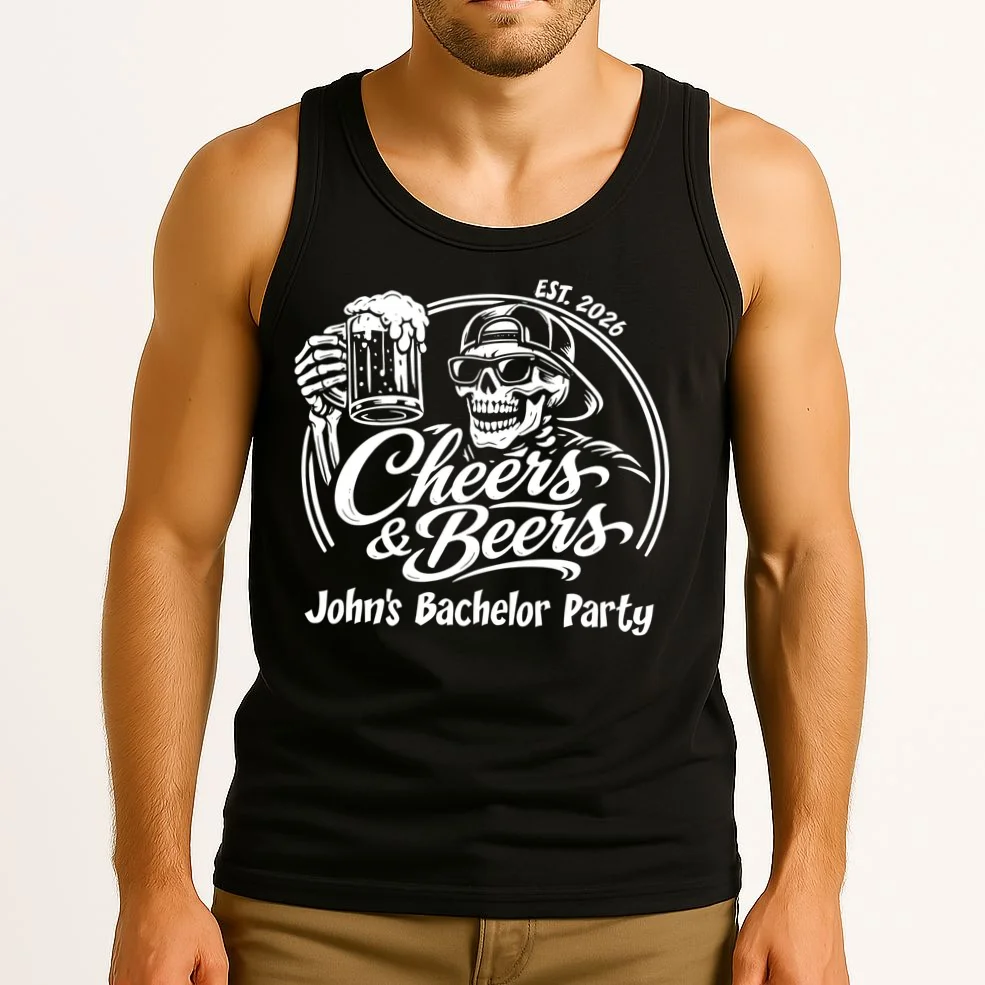 Custom Bachelor Party Skeleton Bachelor Trip Tank Top - Front 2