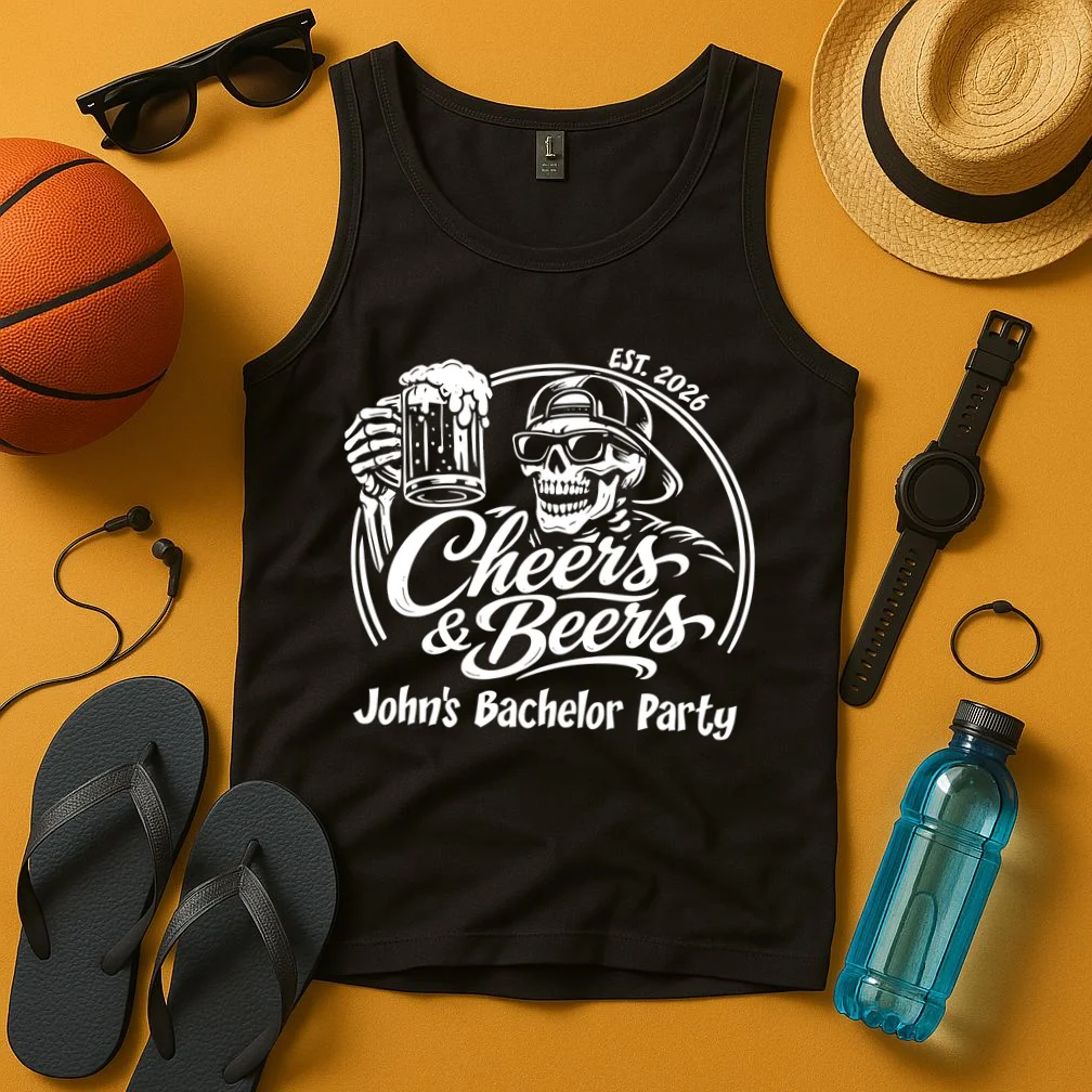 Custom Bachelor Party Skeleton Bachelor Trip Tank Top - Front 3