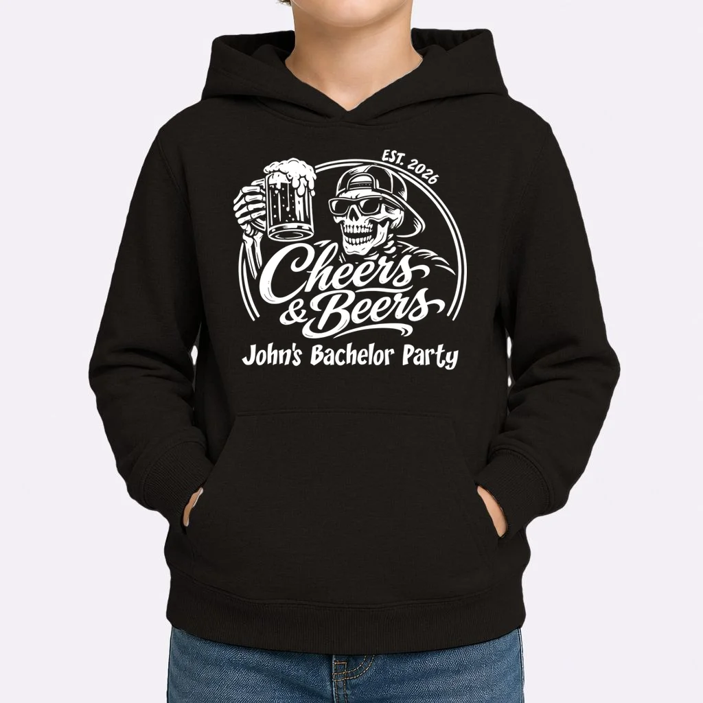 Custom Bachelor Party Skeleton Bachelor Trip Kids Hoodie - Front 1