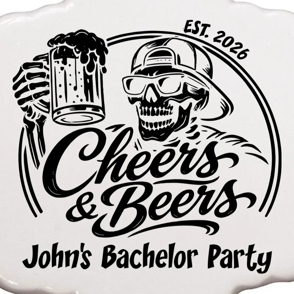 Custom Bachelor Party Skeleton Bachelor Trip Ornament - Front - Close-up