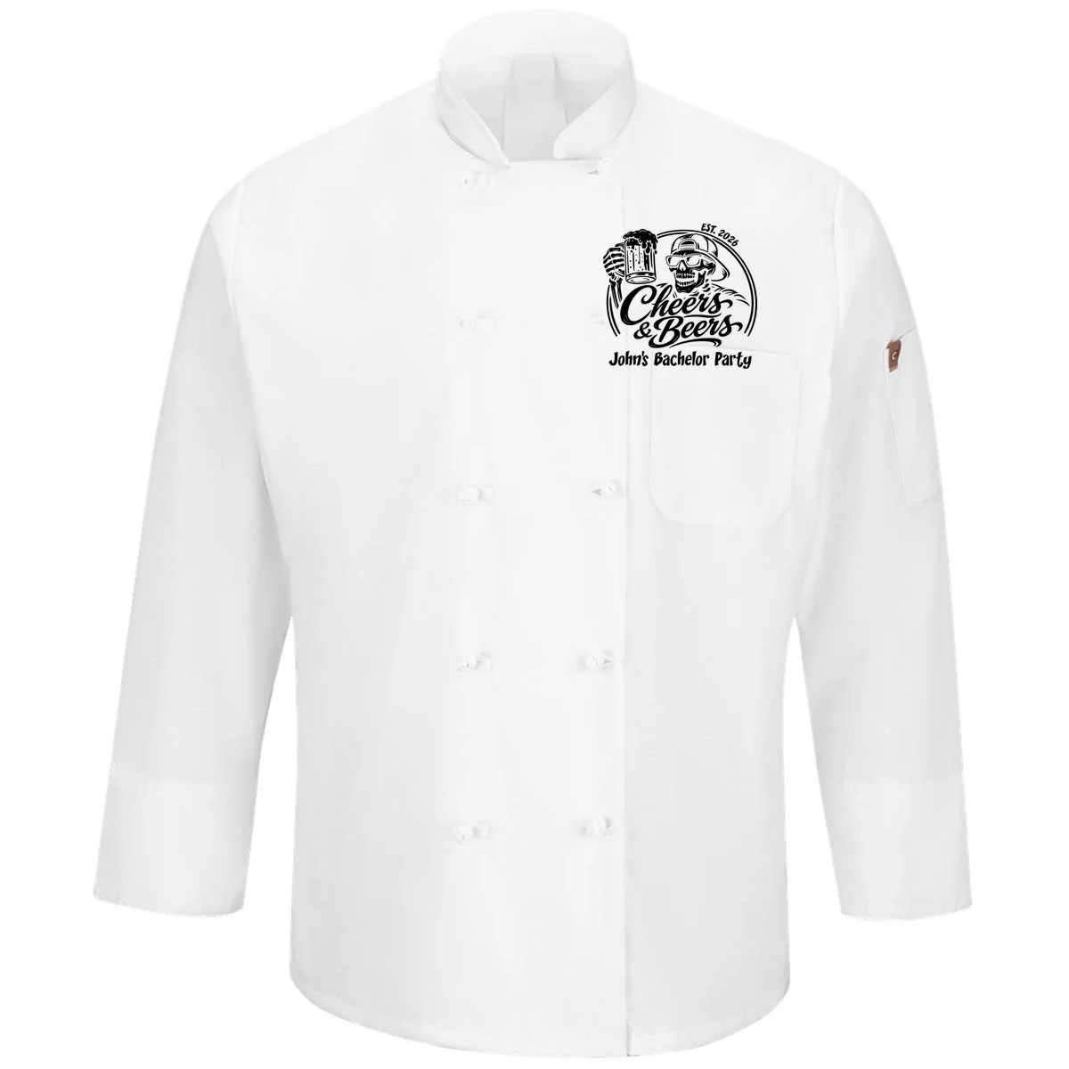 Custom Bachelor Party Skeleton Bachelor Trip Men's Chef Coat - Front