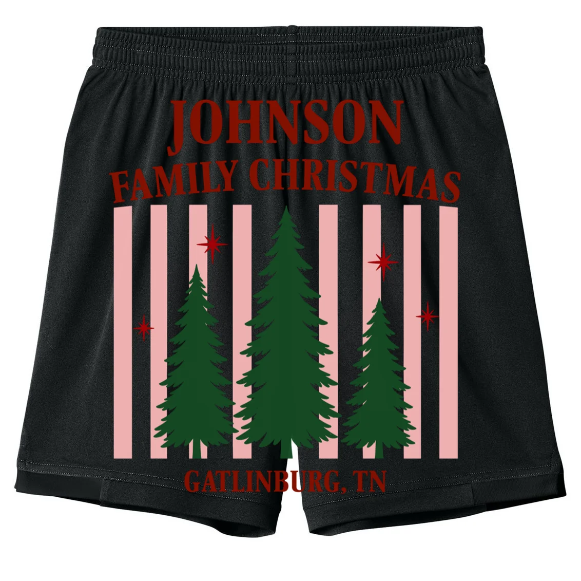 Custom Personalized Holiday Family Name Kids Shorts Front