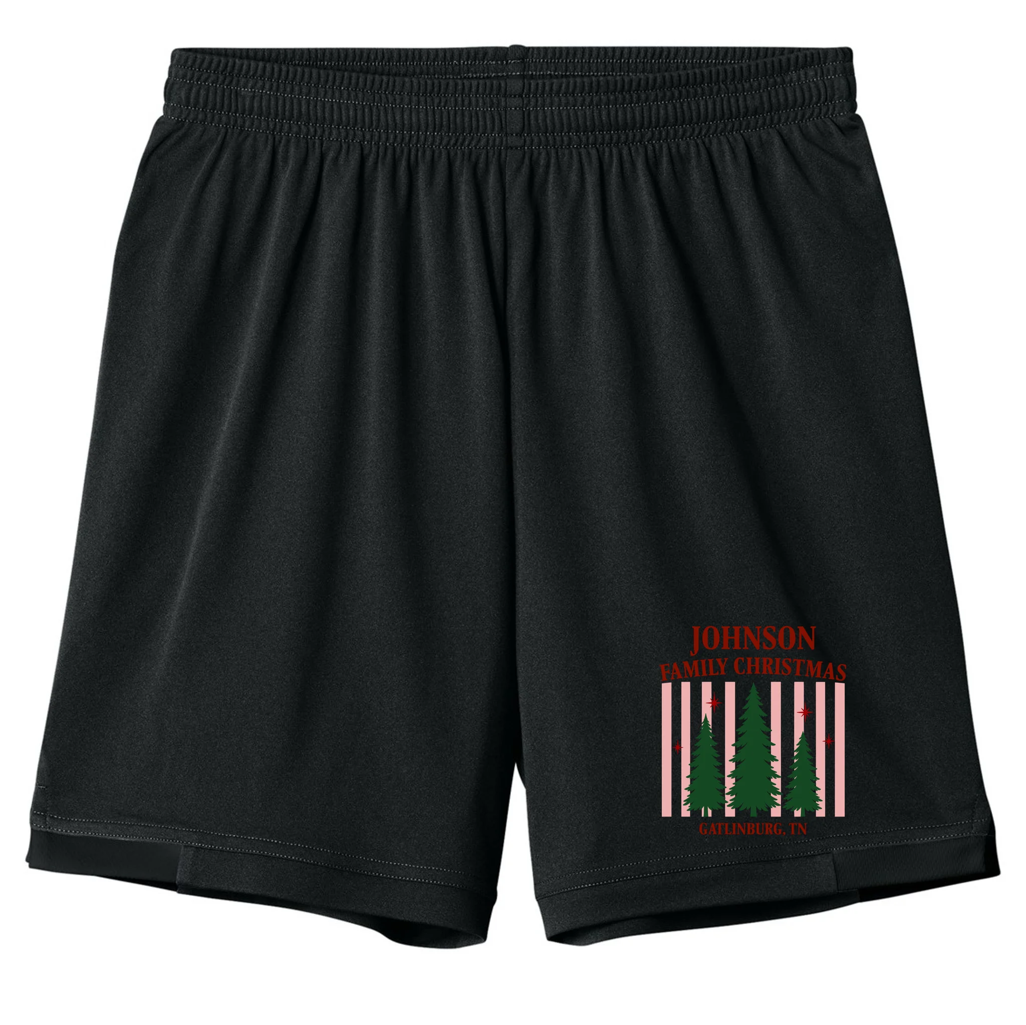 Custom Personalized Holiday Family Name Kids Shorts Front
