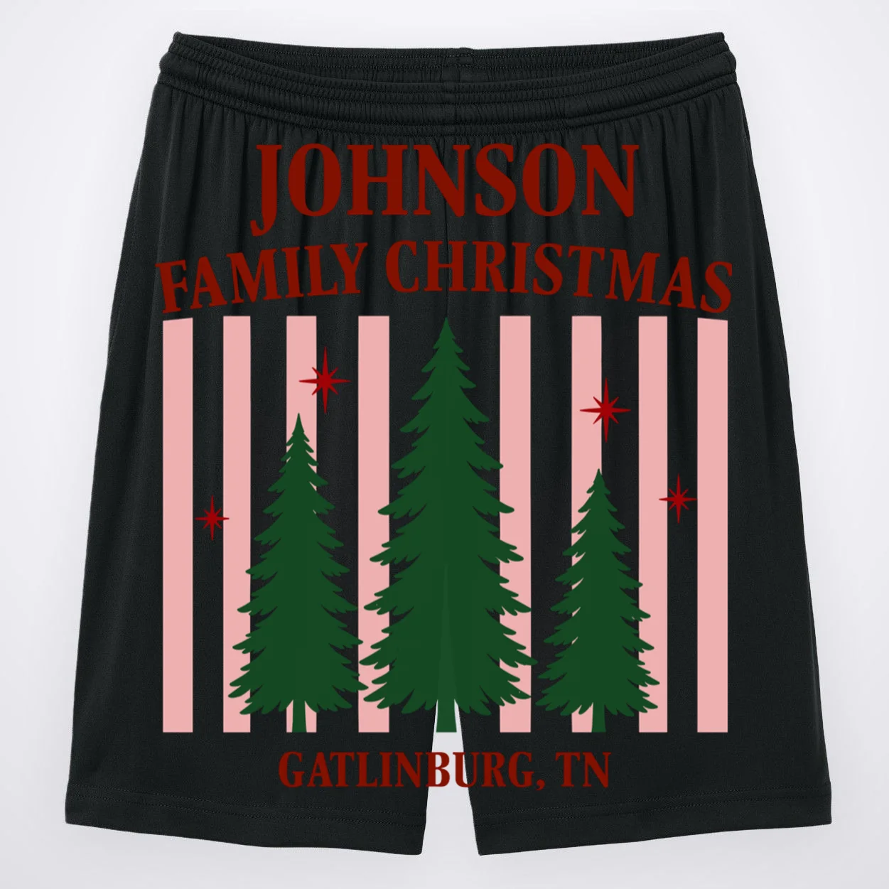 Custom Personalized Holiday Family Name Men's Shorts Front