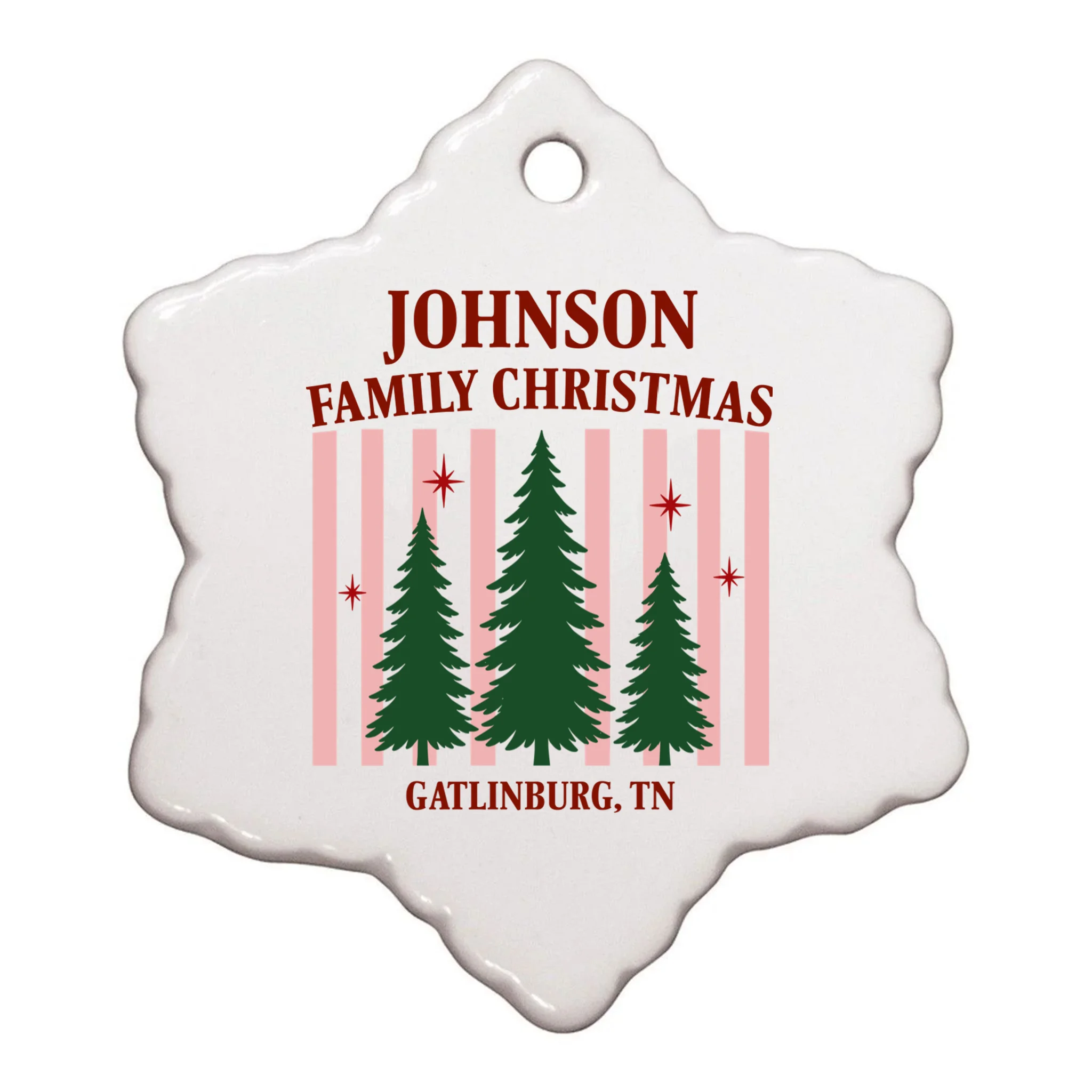 Custom Personalized Holiday Family Name Ornament - Front