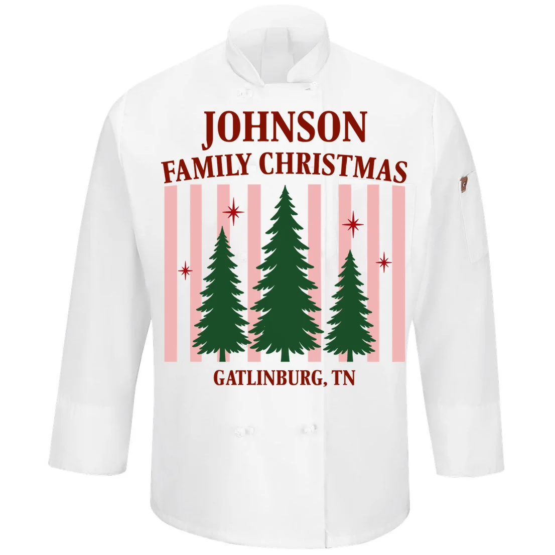 Custom Personalized Holiday Family Name Men's Chef Coat Front