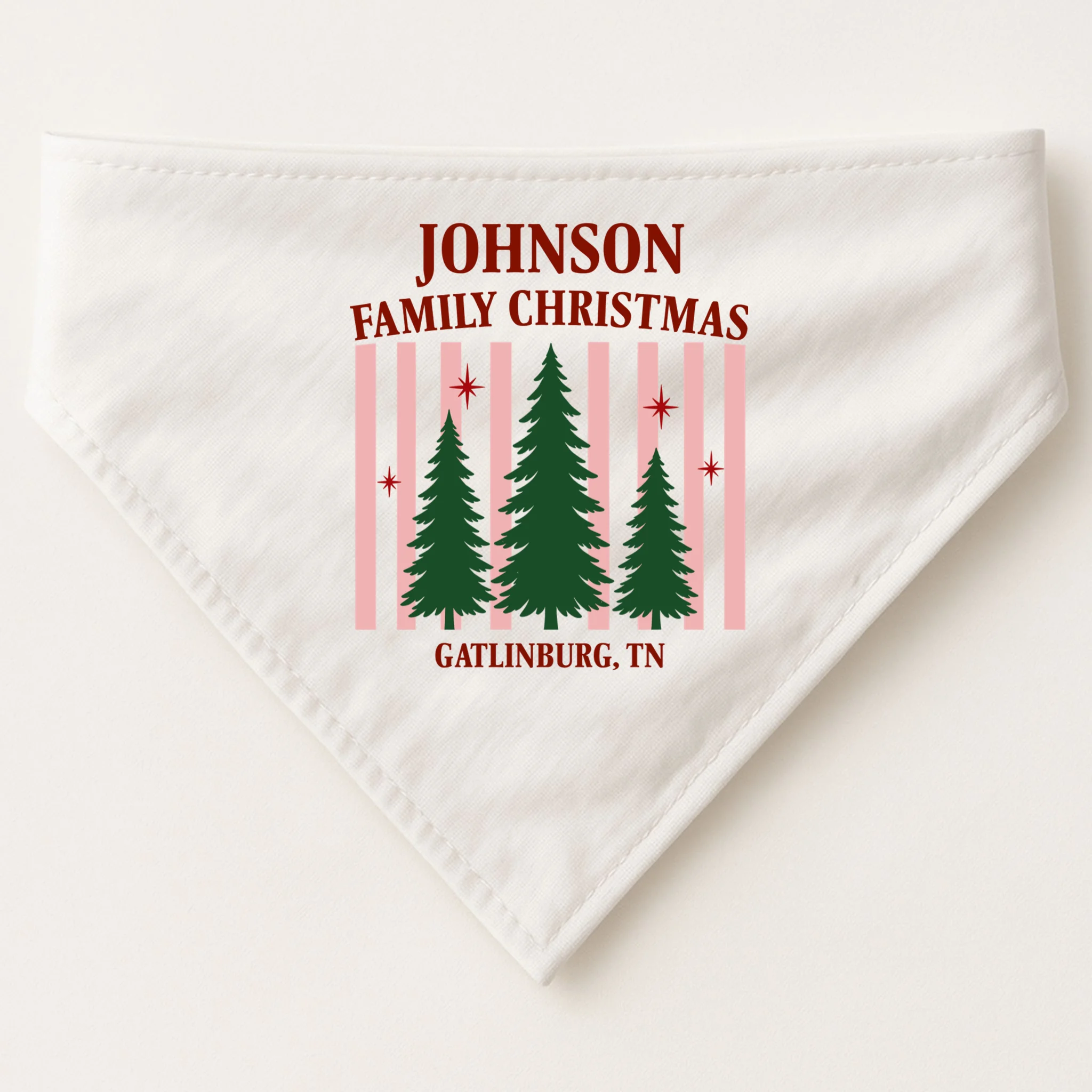 Custom Personalized Holiday Family Name Dog Bandana - Front