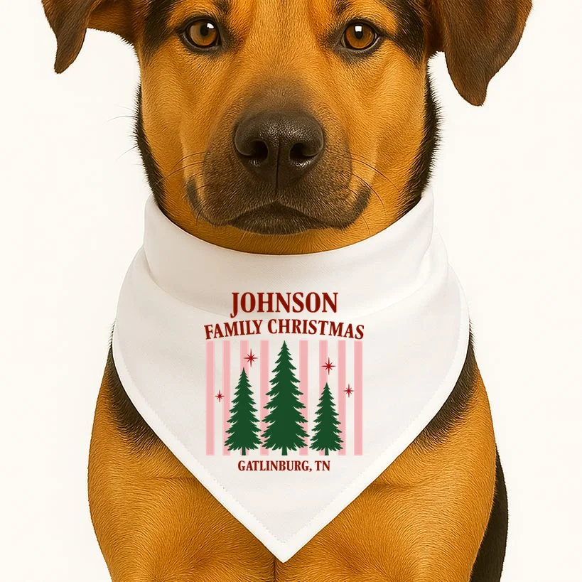 Custom Personalized Holiday Family Name Dog Bandana - Front 1