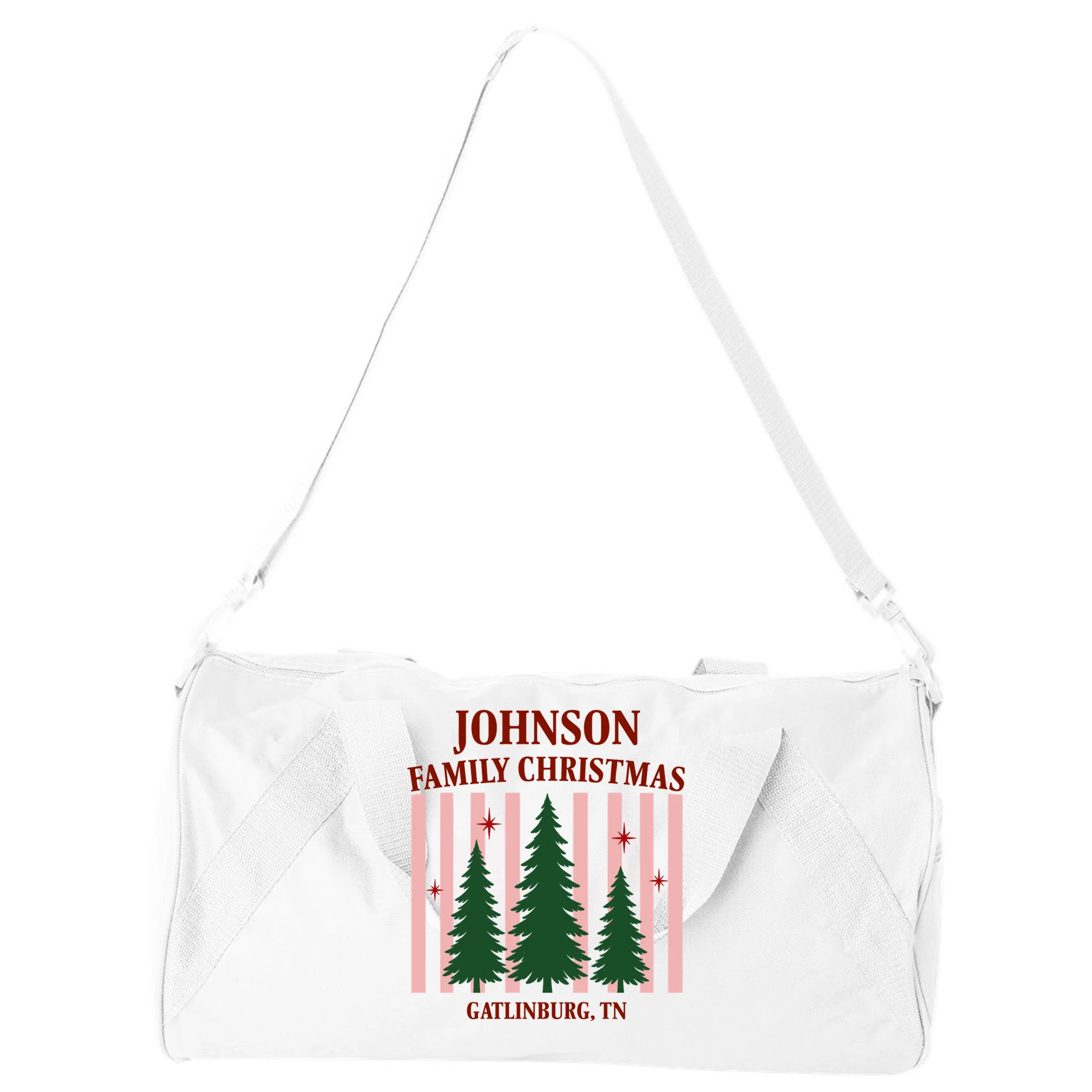 Custom Personalized Holiday Family Name Duffel Bag - Front