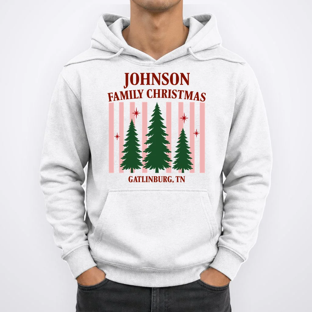 Custom Personalized Holiday Family Name Men's Hoodie - Front 1