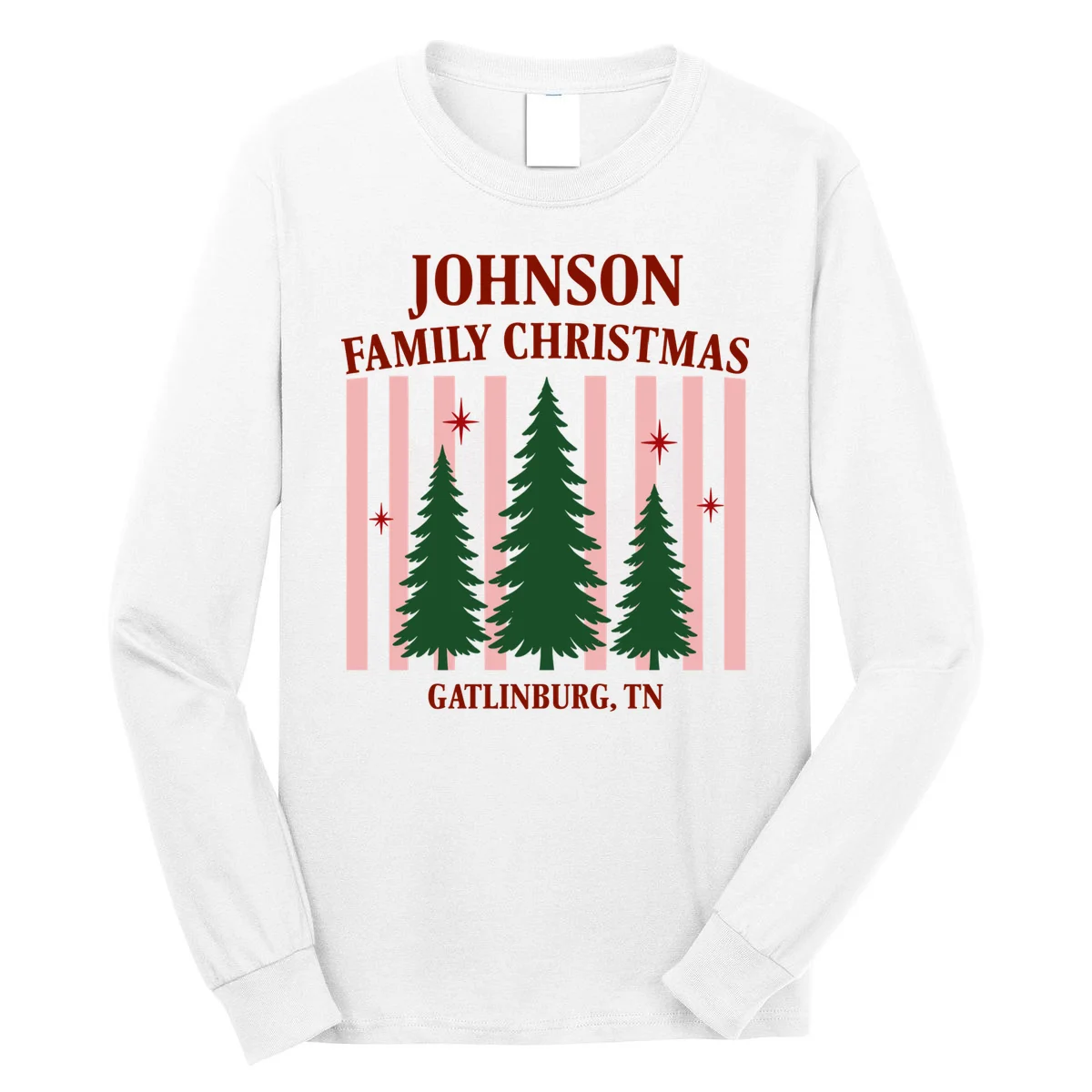 Custom Personalized Holiday Family Name Men's Long Sleeve Shirt - Front